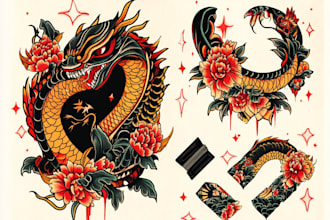 create any design in flash traditional tattoo style