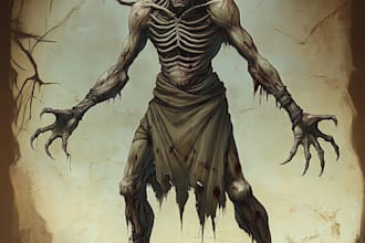 create concept drawings for fantasy characters and spooky horror creatures