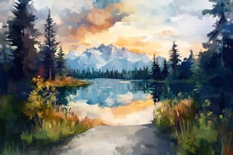 paint landscape in real oil painting