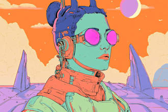 create science fiction, fantasy, cyberpunk illustration