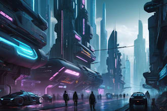 do cyberpunk scifi futuristic city no ai use