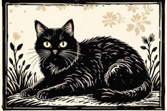 create niche colorful linocut and woodcut book illustrations