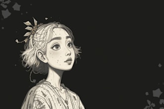draw high quality illustration in linocut style