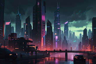 design cyberpunk futuristic city art