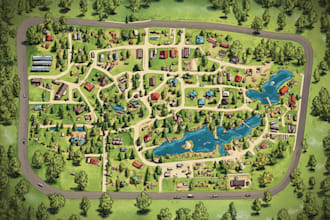 render vector map rv park maps site plan fantasy cartography map design sitemap