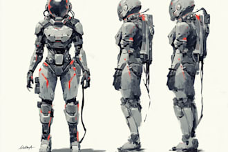 drawing a sci fi character illustration or sci fi character