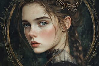 do a fantasy portrait in traditional and digital