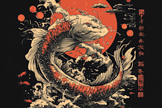 draw t shirt design on graffiti art, japanese art