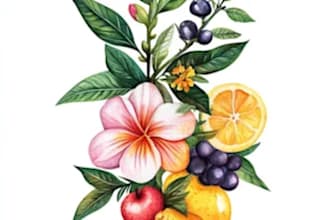 do botanical illustrations of flowers, plants, line art