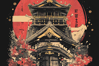 draw japanese illustration for t shirt design