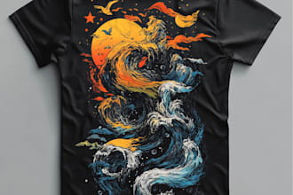 draw  distressed or worn t shirt design