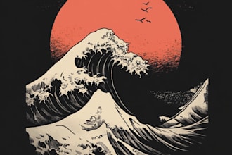 do  japanese t shirt design apparel illustration