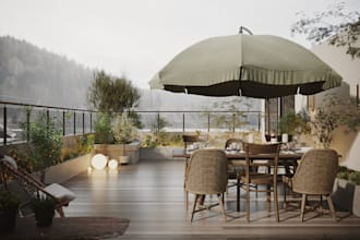 design 3d landscape, outdoor design, pool, 3d garden front yard, 3d patio render