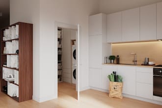 refurnish 3d modern apartment, contemporary living room, bedroom interior render