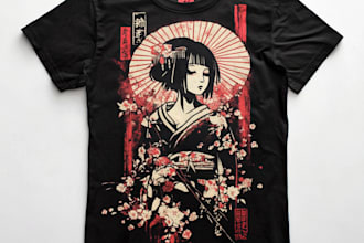 draw a japanese t shirt illustration