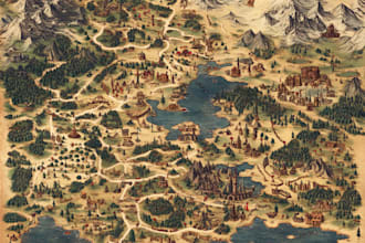 make fantasy map illustration for dnd, novels and games