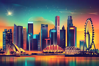 draw skyline, cityscape, landmarks vector art