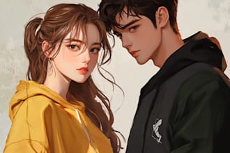 make a couple anime style for you