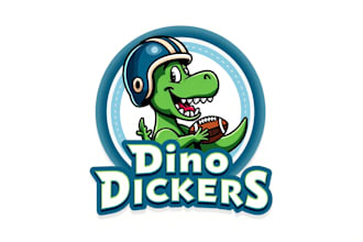 do dinosaur playing football mascot logo design