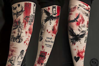 create sleeve tattoo design in realistic style