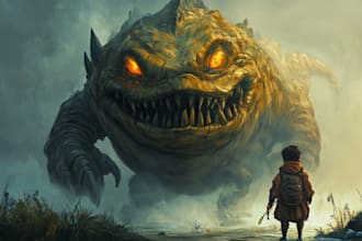 draw concept art and illustration of characters and monsters