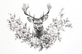 illustrate botanical and animal linocut illustration
