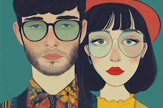 create couple portrait illustration in my style for you
