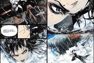 draw manga page anime manga comic page, manga artist, anime manga illustration