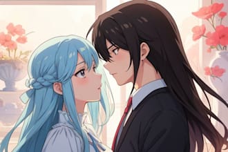 draw oc, fanart or anime couple illustration