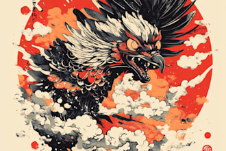 do anime or japanese art digital illustration for t shirt