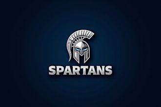 do wonderful spartan helmet mascot logo design with company