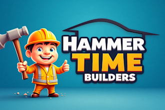 do wonderful cartoon construction worker mascot logo design