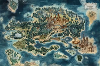 make fantasy map illustration for dnd, novels