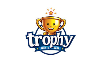 do awesome trophy mascot logo design with company