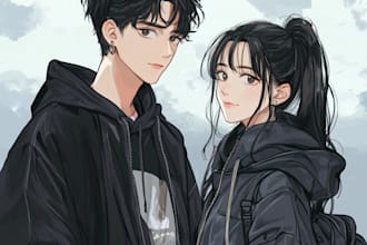 do anime fanart, digital art, vtuber, couple art and cartoon for you
