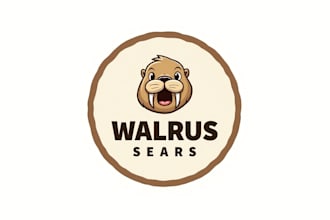 do walrus head mascot logo design with business