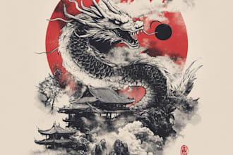 do japanese automotive illustration for tshirt design