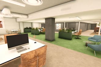 renovate office interior equipment, furniture  lounge, layout plan,outdoor space