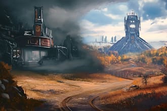 make landscape illustration and environment concept art and background