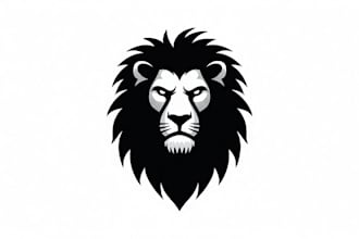 do awesome black silhouette of lion american mascot logo