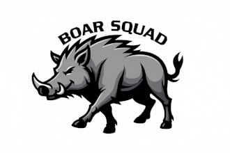 do wonderful boar squad military silhouette mascot logo design