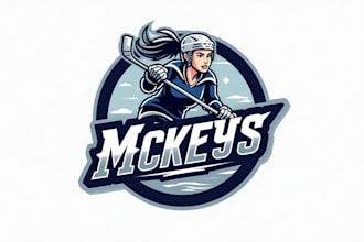 do wonderful womens hockey for esport mascot logo design