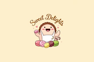 do pastry shop mascot logo design with 1 day delivery