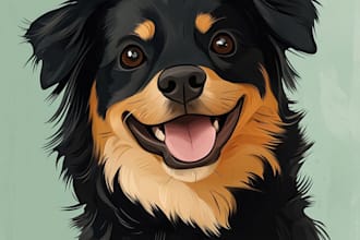 create your pets into cute disney cartoon illustration