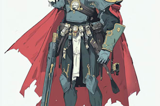 make a  warhammer 40k character art illustration