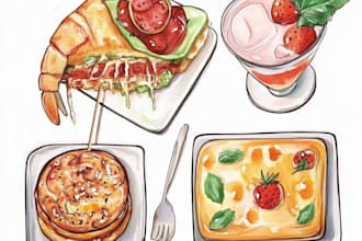 make an amazing food and drink watercolor illustration