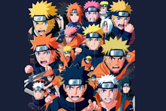 draw naruto shippuden, boruto, or jujutsu kaisen anime manga style art