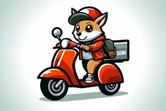 create drawing vespa mascot logo  with text with any file