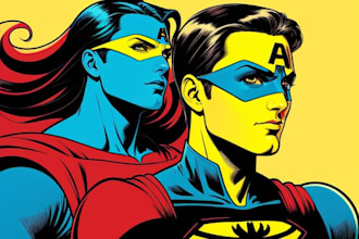 illustrate a superhero pop art portrait