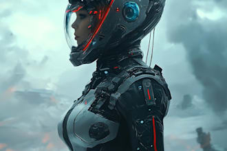 draw a sci fi character illustration or sci fi character art in my style